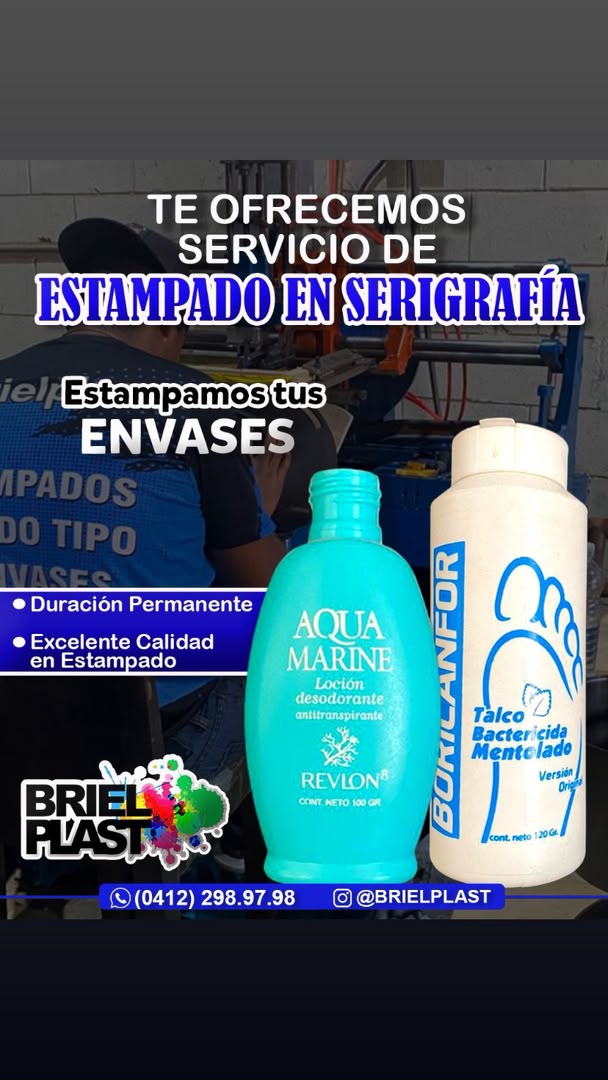 Estampado en serigrafía sobre envases de cosméticos, desodorante y talco